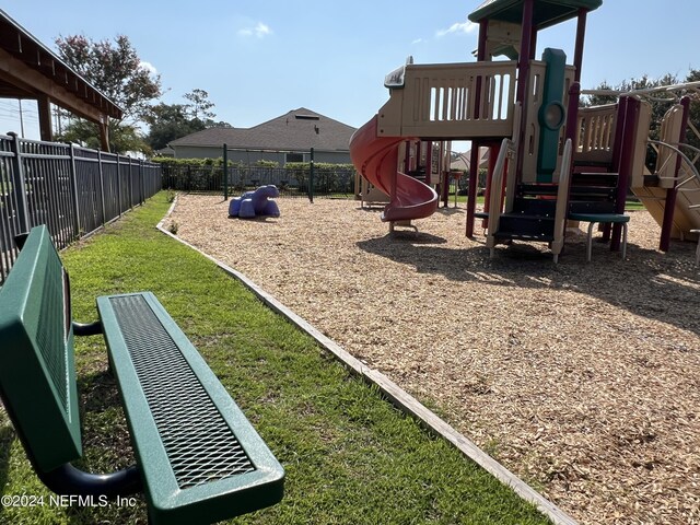 view of play area with a yard