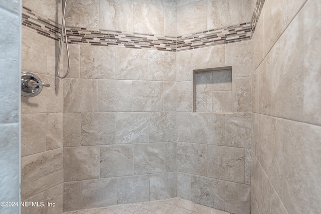 interior details featuring tiled shower