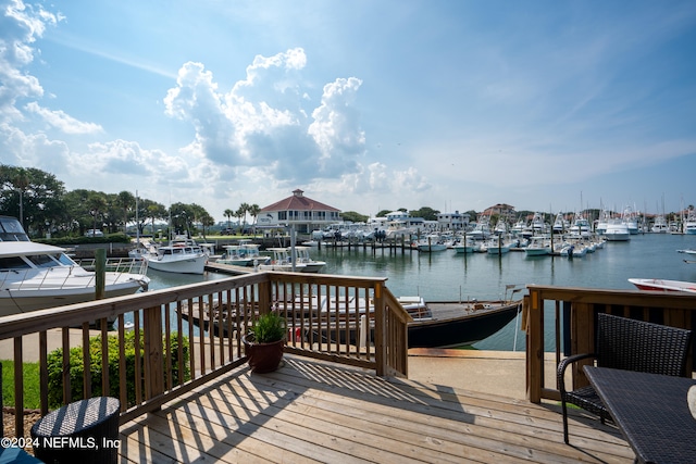 dock area featuring a water view