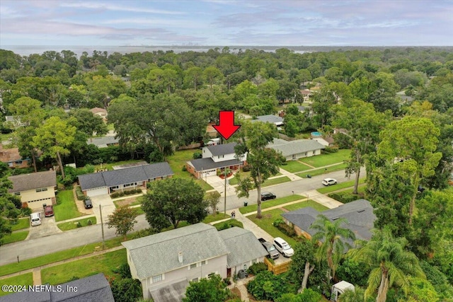 drone / aerial view with a forest view