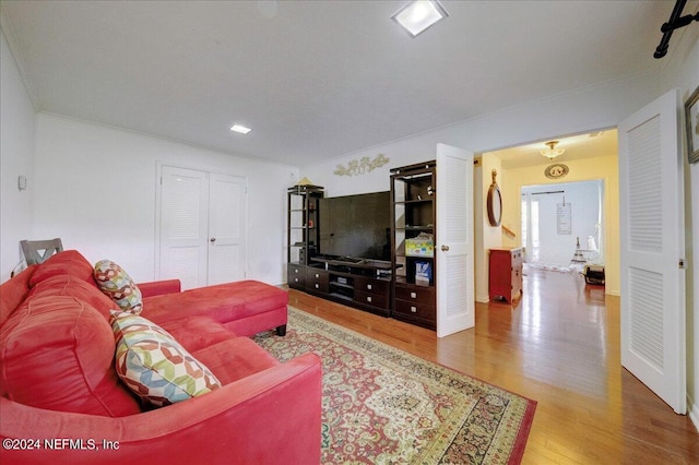 living area featuring wood finished floors