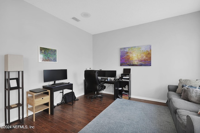 office area featuring dark hardwood / wood-style flooring