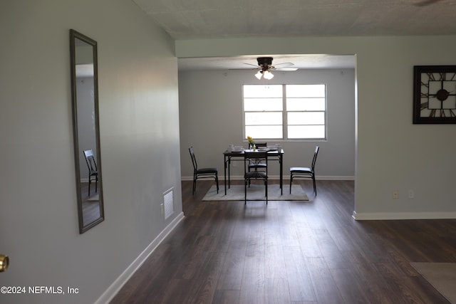 3037 Ribault Scenic Dr, Jacksonville, FL 32208 - dining room with baseboards, ceiling fan, visible vents, and dark wood finished floors