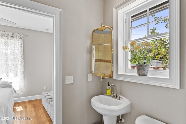 bathroom featuring sink and hardwood / wood-style floors