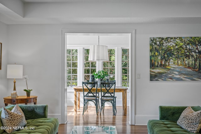 interior space featuring light hardwood / wood-style flooring and a wealth of natural light