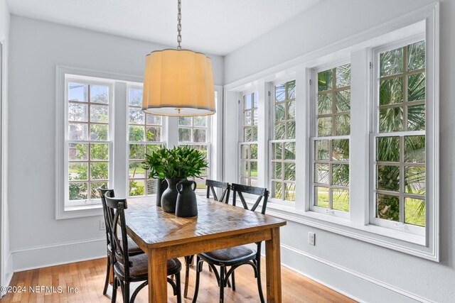 dining room with light wood-type flooring