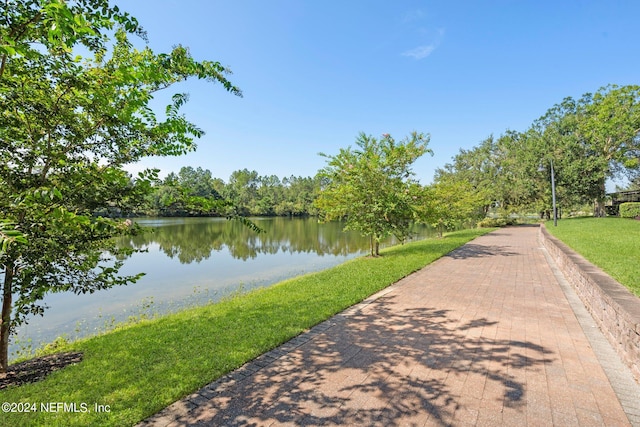 view of community featuring a water view