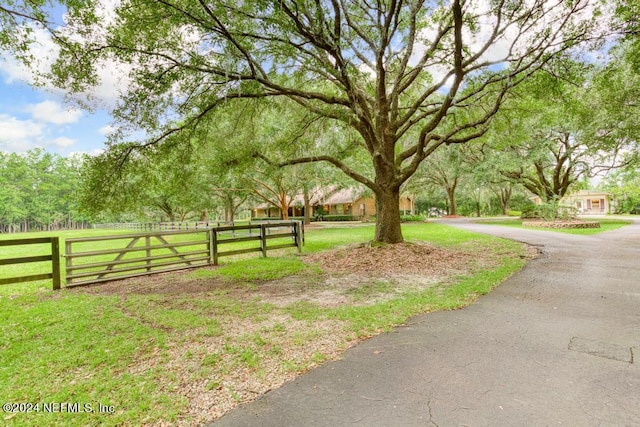 surrounding community featuring a yard and fence