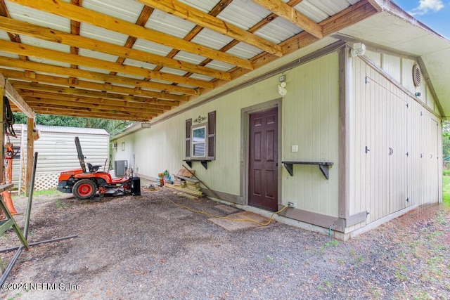 exterior space featuring central air condition unit