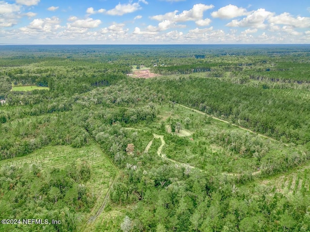 birds eye view of property featuring a view of trees
