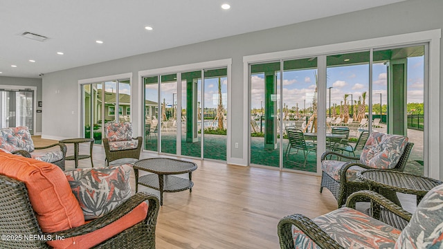 living room featuring light hardwood / wood-style floors