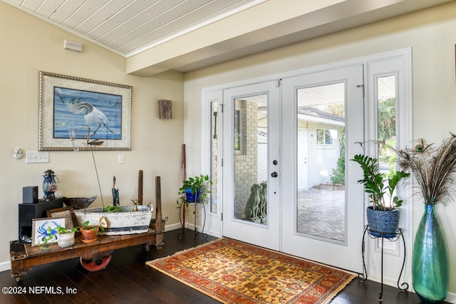 doorway to outside featuring hardwood / wood-style flooring and french doors