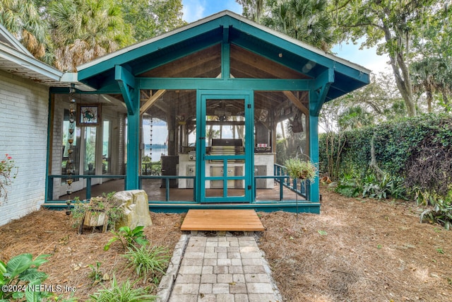 view of exterior entry featuring french doors