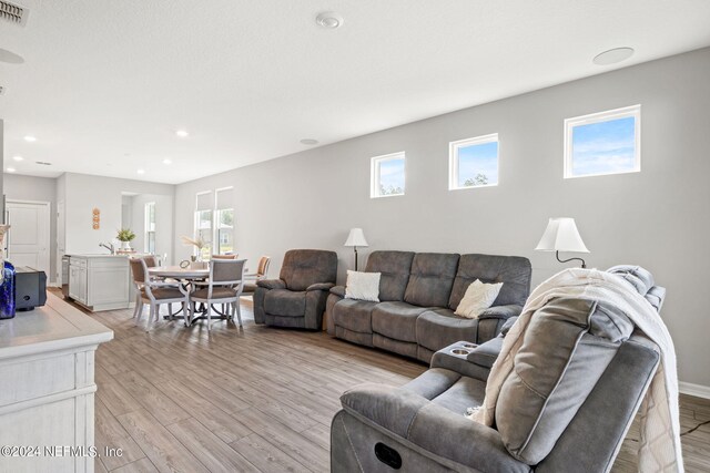 living room with light wood-type flooring