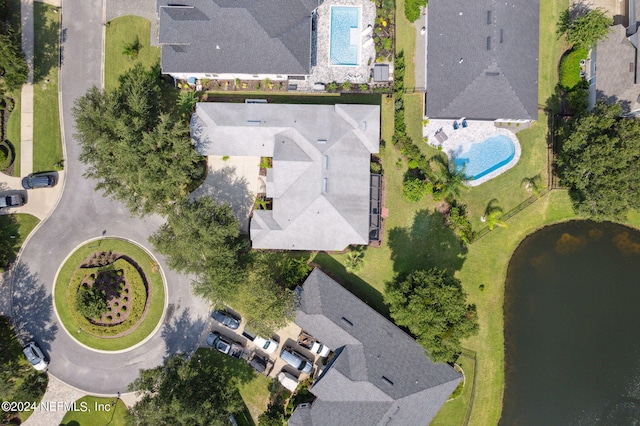 drone / aerial view with a residential view