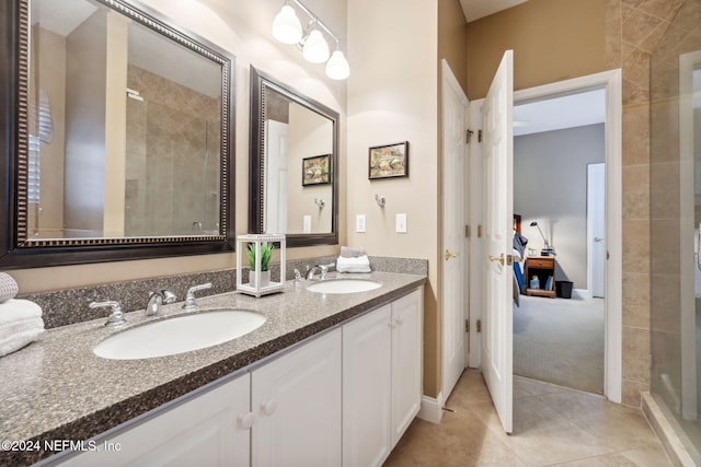 133 Sawmill Lakes Blvd, Ponte Vedra Beach, FL 32082 - bathroom featuring double vanity, a shower stall, and tile patterned floors