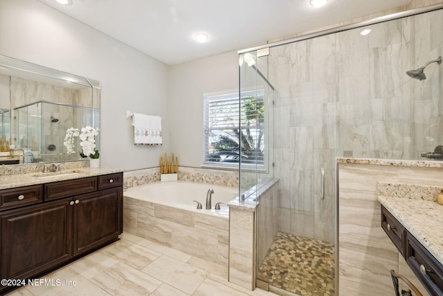 133 Sawmill Lakes Blvd, Ponte Vedra Beach, FL 32082 - bathroom featuring vanity, a bath, a stall shower, and recessed lighting