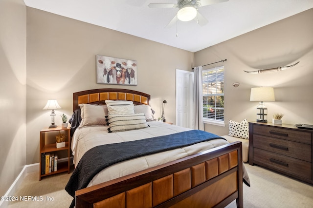 133 Sawmill Lakes Blvd, Ponte Vedra Beach, FL 32082 - bedroom with light colored carpet, baseboards, and ceiling fan