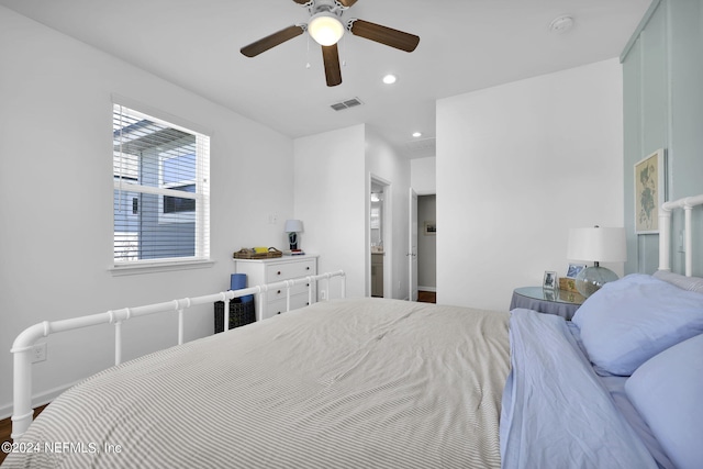 bedroom featuring ceiling fan