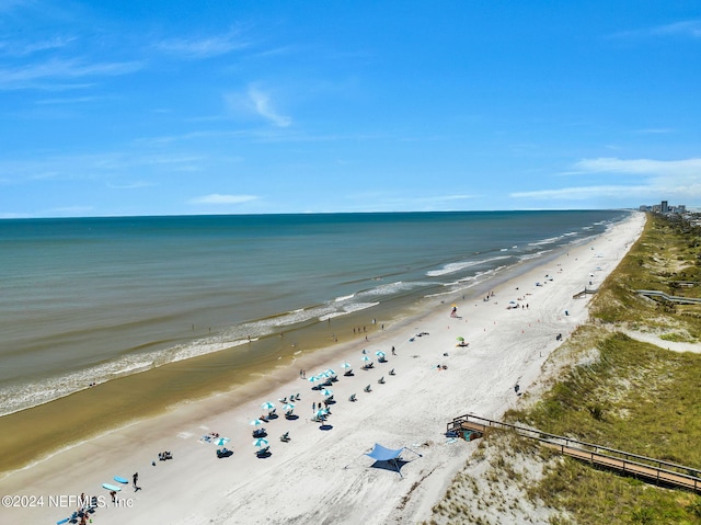 property view of water featuring a view of the beach