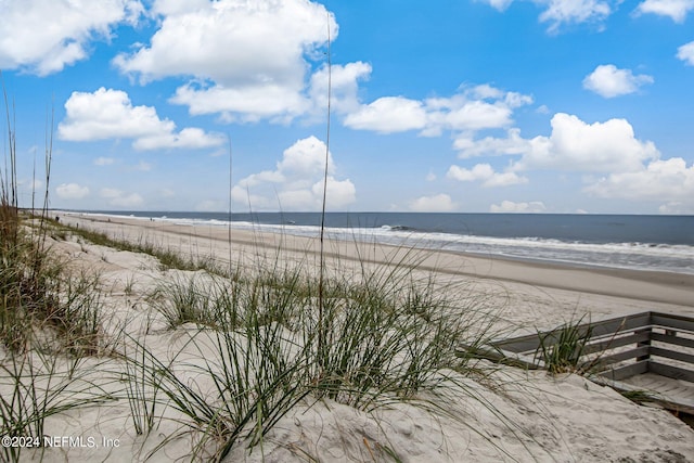 view of water feature featuring a beach view