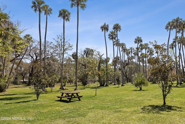 view of property's community featuring a lawn