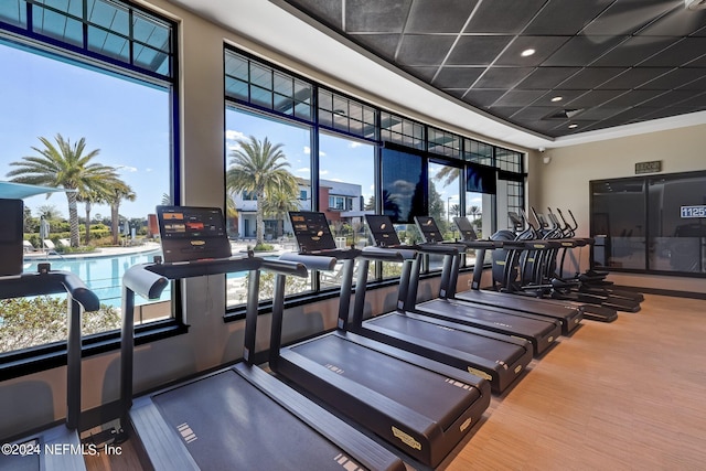 gym with plenty of natural light