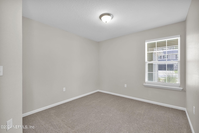 carpeted spare room with a textured ceiling