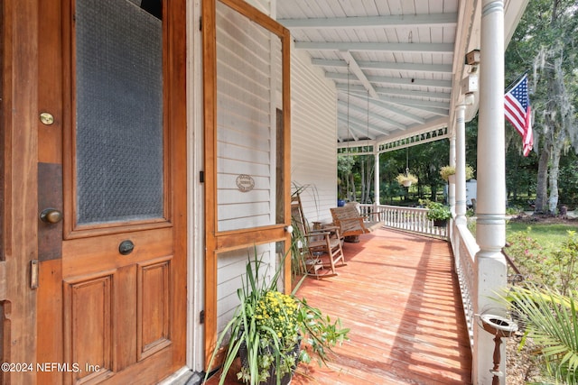 deck featuring a porch