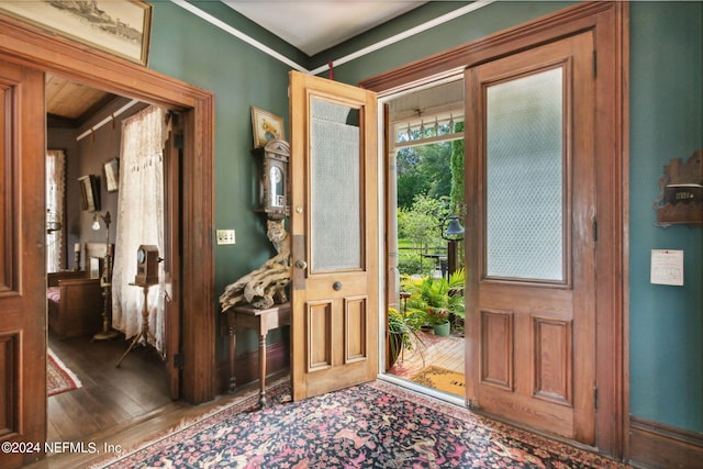 entrance foyer with dark hardwood / wood-style flooring