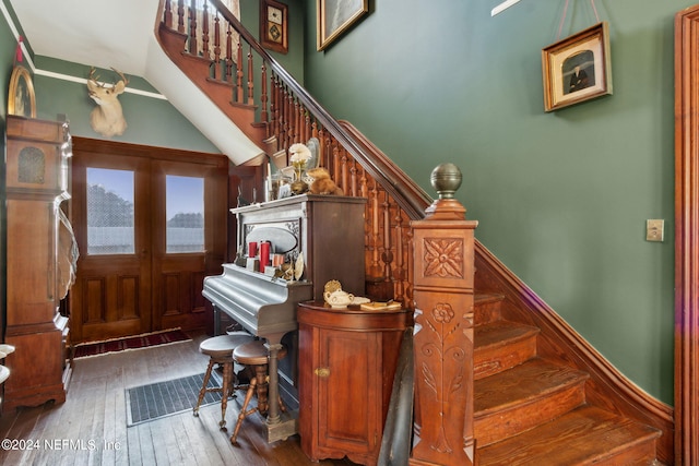 interior space featuring hardwood / wood-style floors and french doors