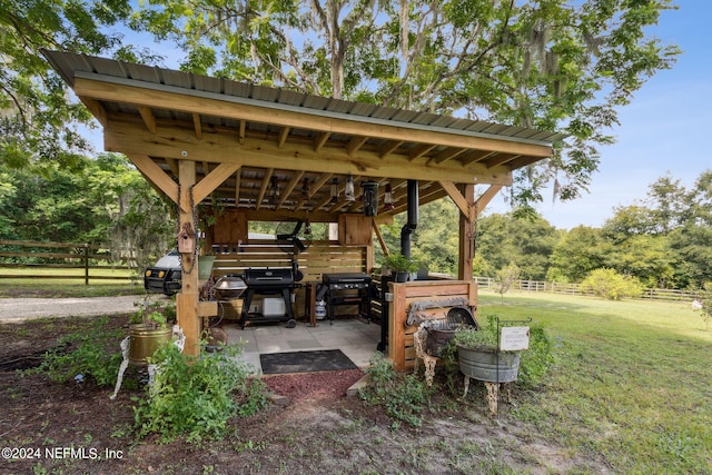 view of patio / terrace featuring a grill