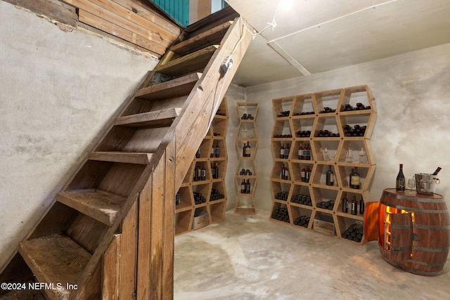 wine cellar with concrete flooring