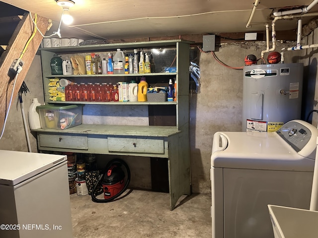 interior space with washer / dryer and water heater