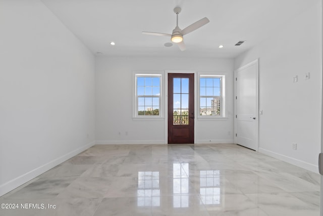 219 11th Ave S, Jacksonville Beach, FL 32250 - interior space featuring a ceiling fan, recessed lighting, baseboards, and visible vents