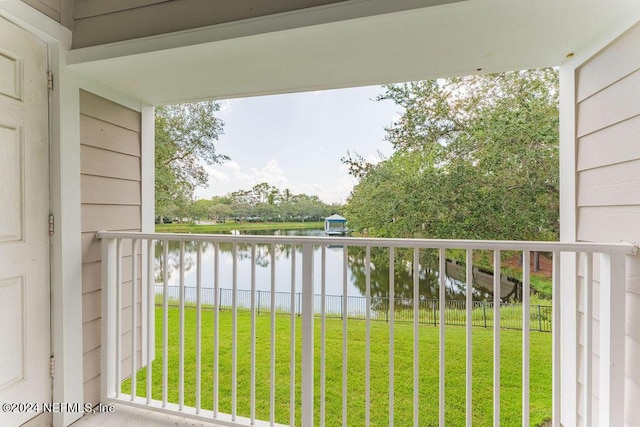 balcony with a water view