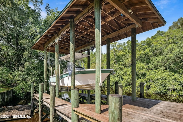 dock area featuring boat lift