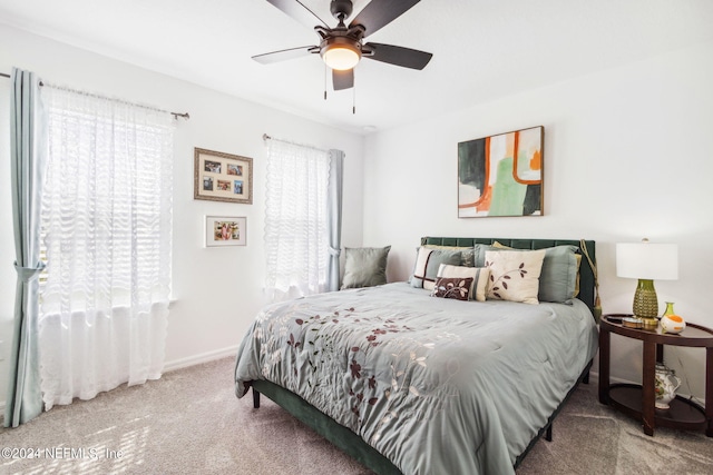 bedroom featuring carpet and ceiling fan