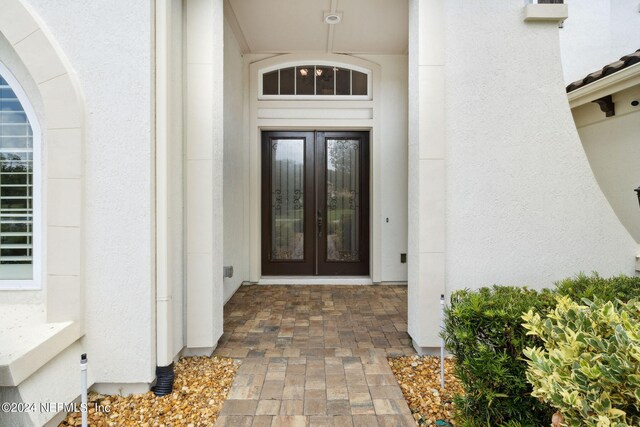 property entrance with french doors