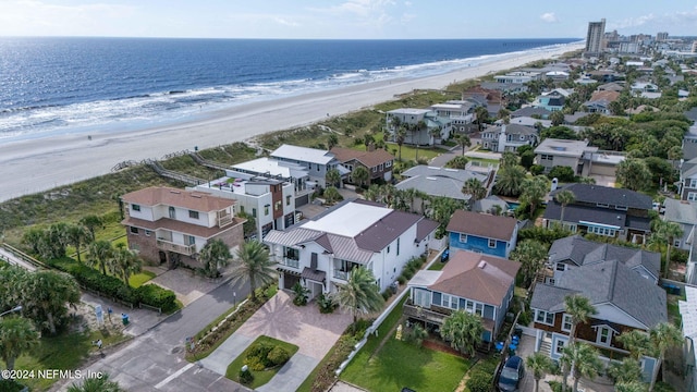 aerial view featuring a beach view and a water view