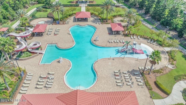 view of swimming pool with a gazebo