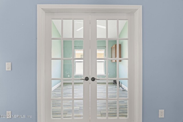 interior details featuring french doors