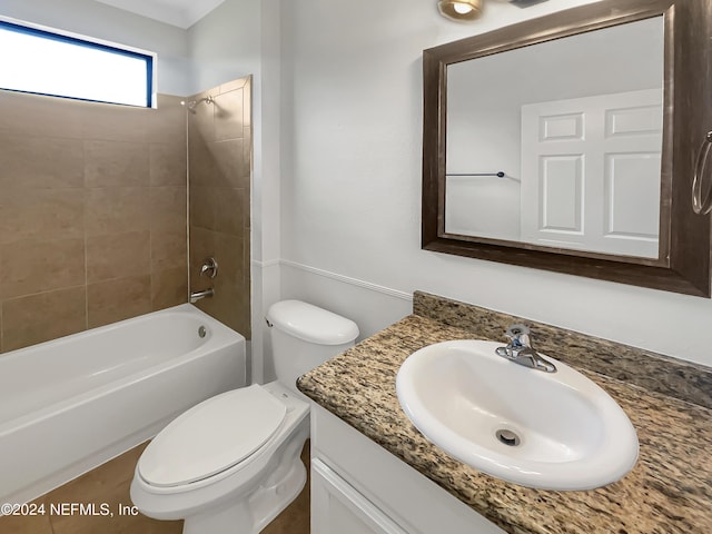 full bathroom with shower / washtub combination, vanity, and toilet