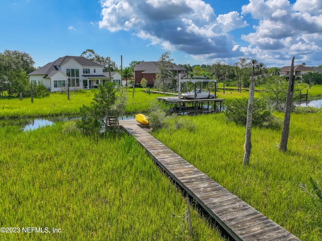 dock area featuring a water view