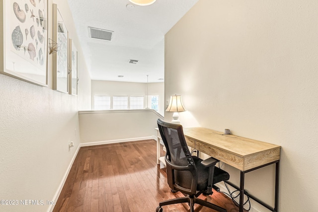 office area featuring wood-type flooring