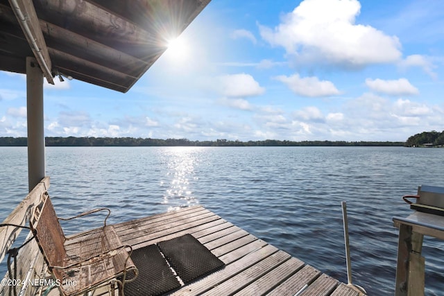 view of dock featuring a water view