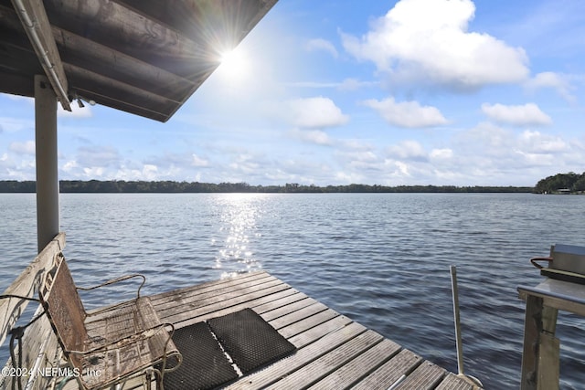 view of dock featuring a water view