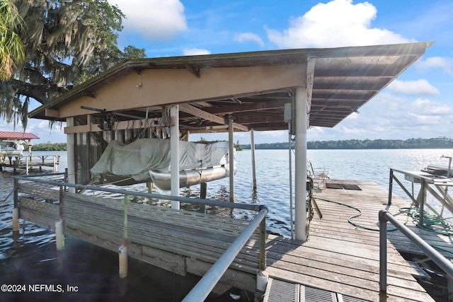 view of dock featuring a water view