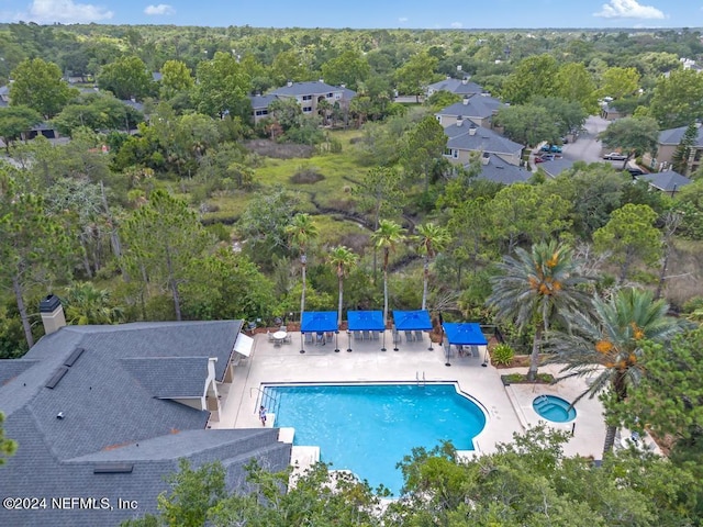 pool with a patio