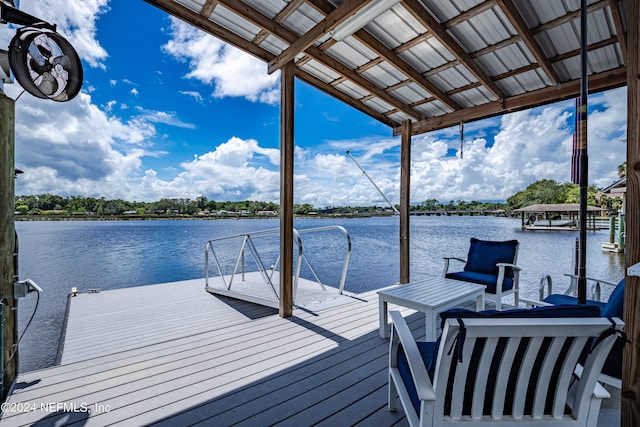 view of dock featuring a water view